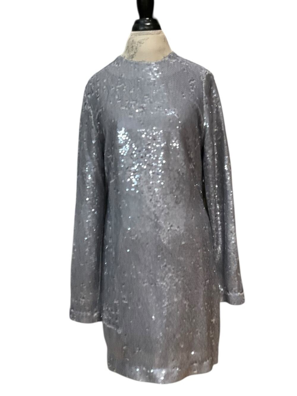 NONCHALANT LABEL Zola Dress Women’s Sequin Quick Silver Size XL NWT